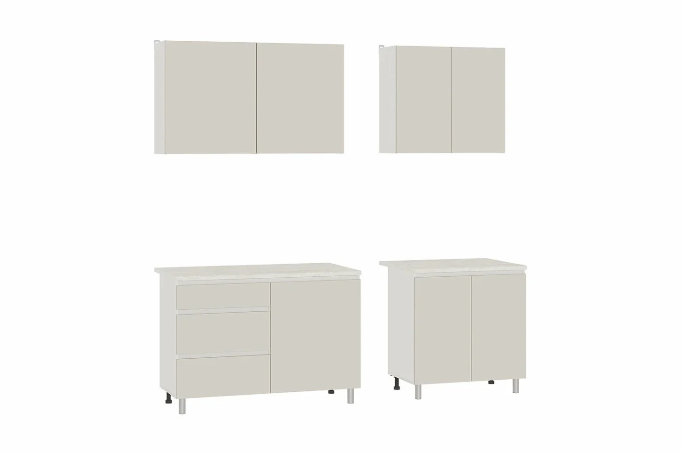 Кухня Ренер 200х220х60 см, со столешницей, белый/кашемир/королевский опал светлый